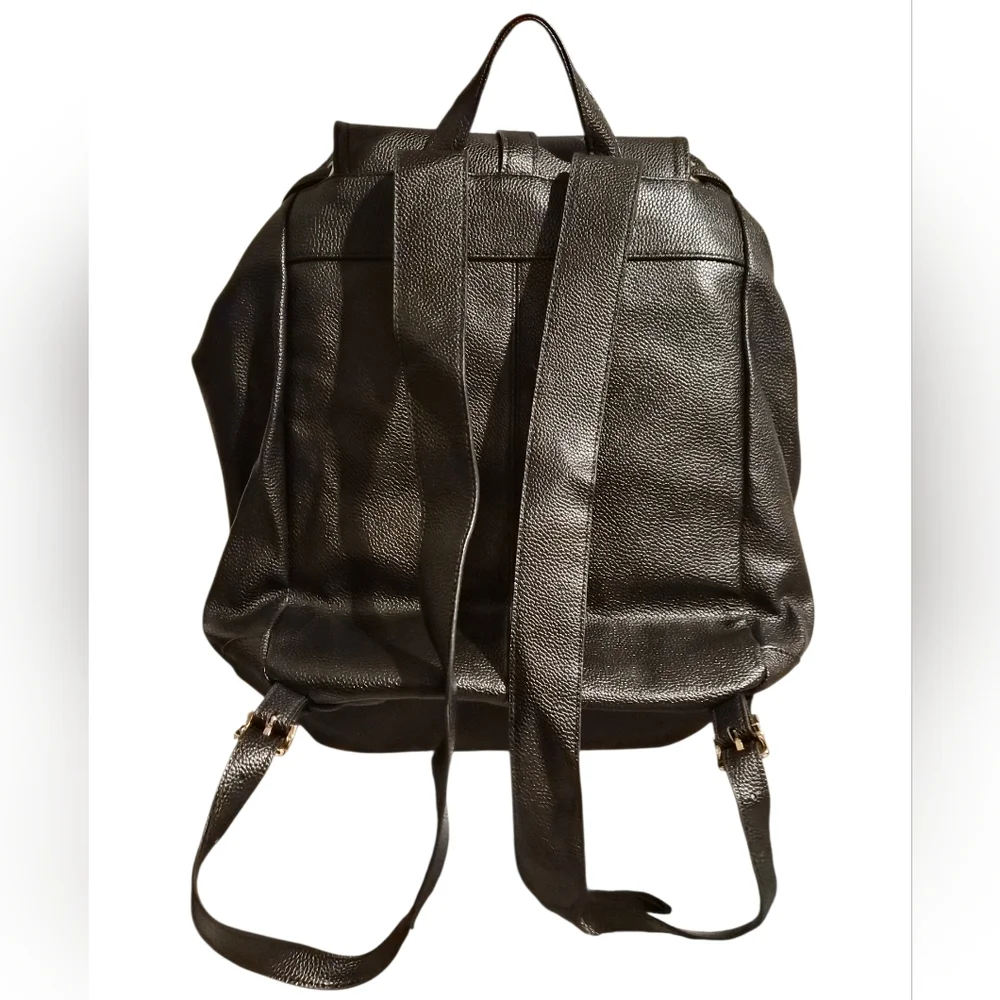 Bob Russo Black Faux Leather Backpack | Drawstring | Multi-Pocket
